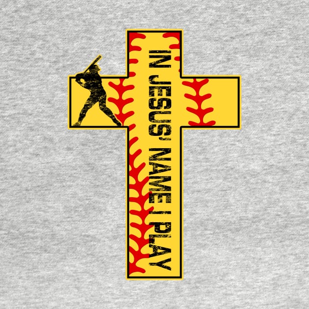 Softball In Jesus Name I Pray Christian Cross Faith Batter by TeeCreations